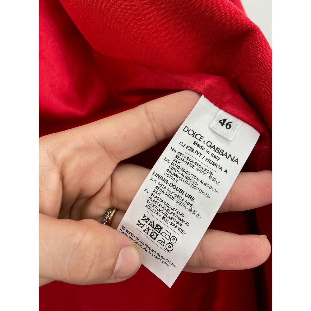 Dolce & Gabbana Silk Blend Single Breasted Blazer Women Size 46/10‎ Red NEW - Picture 13 of 15